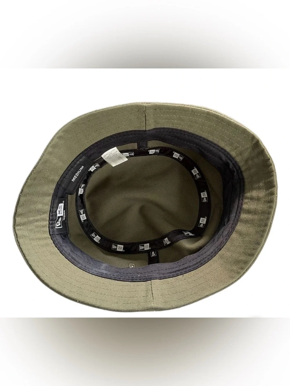 New Era Olive Bucket Hat with Embroidered Logo